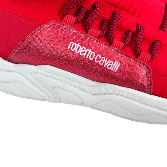 Roberto Cavalli Red Chunky Sock Sneakers Sz 11 - Picture 2 of 9